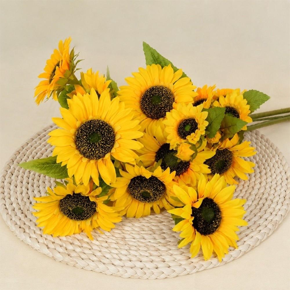 3 Branches Fake Sunflowers 85cm Silk Sunflowers Large Simulation Sunflowers Home Decoration