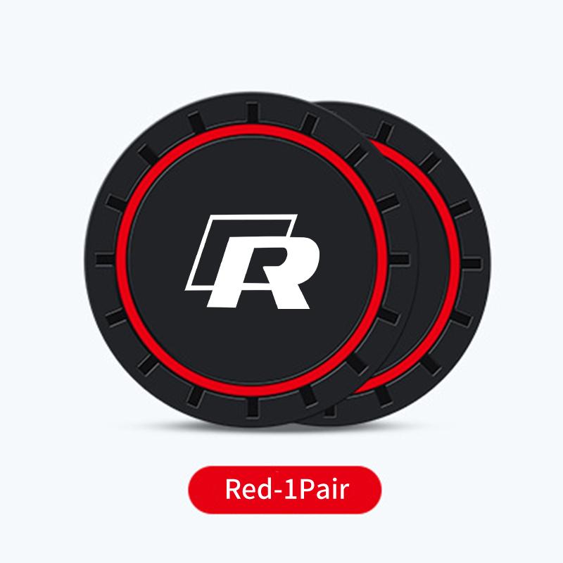 

2026 Hot For VOLKSWAGEN VW 2pcs Car Silicone Non-slip Water Coaster Cup Holder Bottle Mats For VW R Scirocco Jetta Beetle Golf P червоний