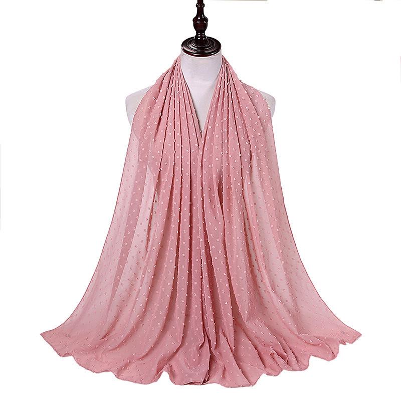 Pearl Tassel Solid Color Chiffon Headscarf