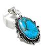 Natural Tibetan Turquoise Gemstone 925 Sterling Silver Pendant 1.97" ETC-14294
