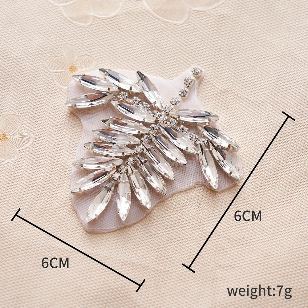 FZD 1 PC Silver Crystal Rhinestone Applique Gold Sew On For Wedding Dress Belt Pearl Patch Iron On Hot Fix Glitter Crystal Stone