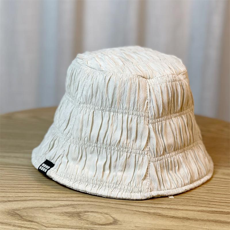 And Spring Autumn Pleated Air Sense Womens Fisherman Hat Plain Face Hat Mask
