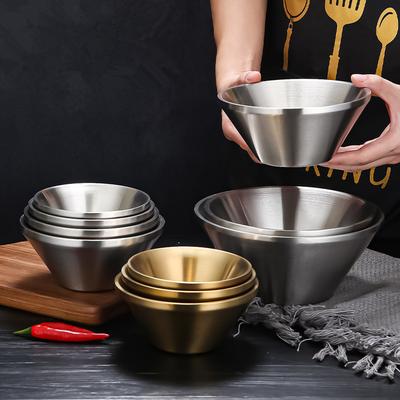 Double Layer 304 Stainless Steel Salad Bowl Thicken Anti-Scalding  V-Shaped Ramen Noodle Rice Bowls Kitchen Utensils