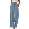 Damen Elastische Kordelzug Taille Seitentasche Weites Bein Hose Lockerer Schnitt Unifarben Bedruckt Palazzo Lässige Hose