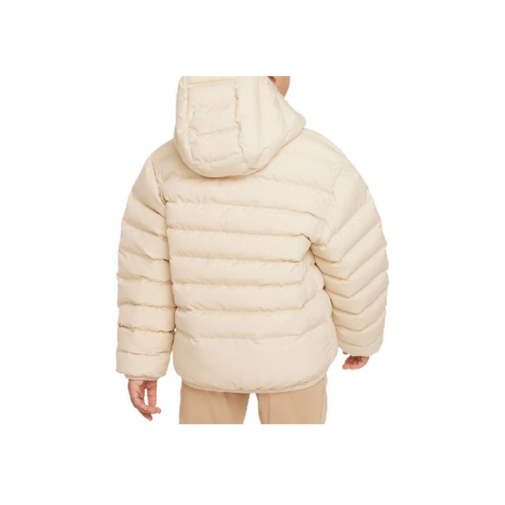 Nike Loose Hooded Jacket With Fitted Letter Print Kids Outerwear Beige FD2845-126