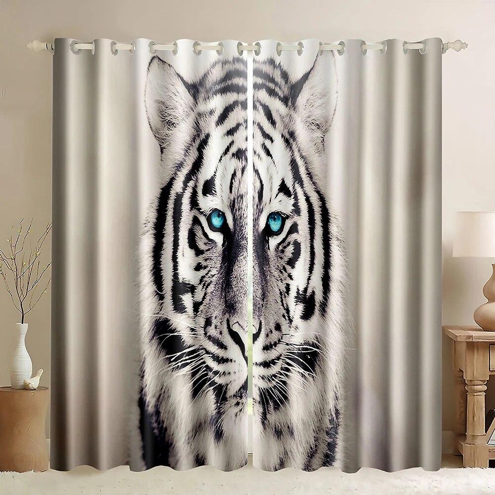 Cortinas Blackout de Leopardo Cortina de Animal Salvaje Sala de Estar Dormitorio Alto Sombreo Cortina de Ventana Cortinas de Apertura Bipartita Derecha