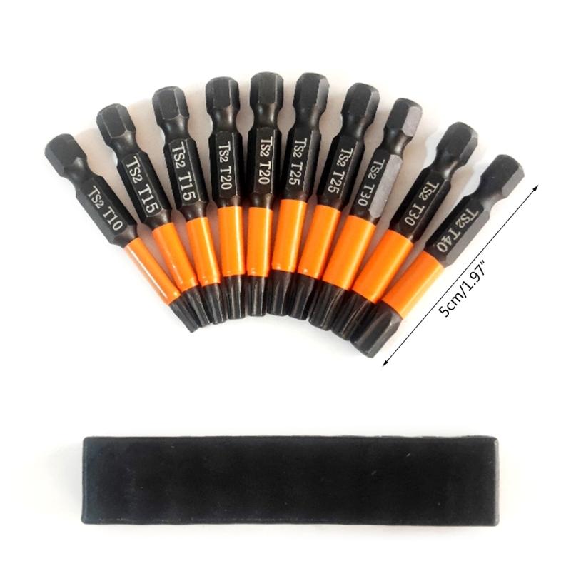 10Pieces Torx Head Screwdriver Bit Set Hex Shank Security Tamper Proof Screwdriver Drill Magnetic Screwdriver Bit Tool