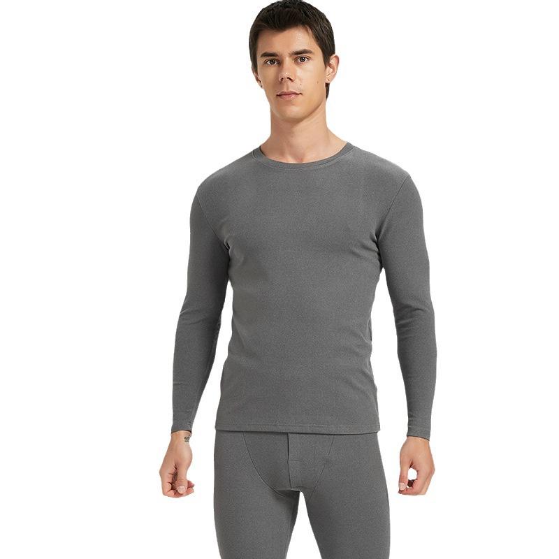 Schwarz & Weiß Rundhals Gebürstetes Thermounterwäsche-Set: Unisex Elastische Einfarbige Warmwäsche