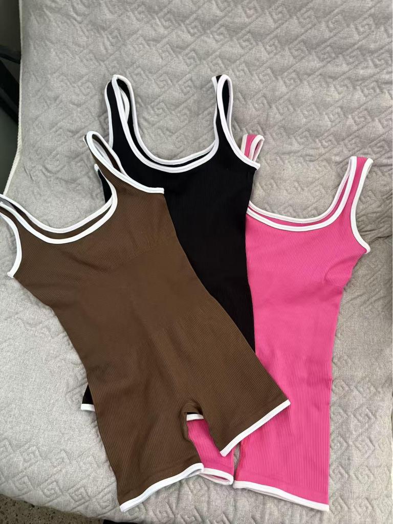 Modischer Colorblock Yoga Schlankheits-Jumpsuit - Sexy, Enganliegend, Atmungsaktiv, Hochelastischer Sportanzug
