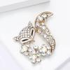 Rhinestone Ladies Fox Brooch for Women Clothing Coat Crystal Animal Pins Party Jewelry Accessories