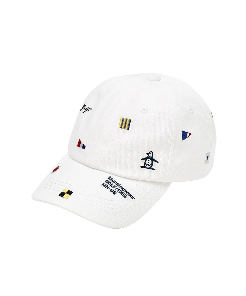 Cap Flying Pattern Dungaree Material Baseball Cap Golf MG5SCP03U WH00 [Munsingwear] (White)