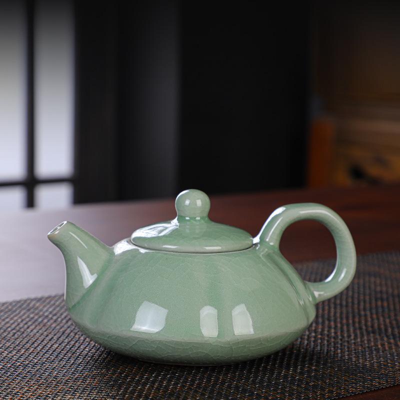 Guochao Ge Kiln Čajová souprava Ru Kiln, Kung Fu Cestovní čajová souprava Dárková krabička, Jedna konvička a čtyři šálky Dárky pro aktivity