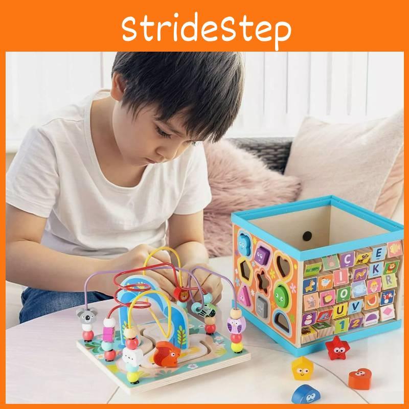 Large Wooden Multifunctional Educational Bead Box For Kids With Shape Sorting And Sensory Play Features