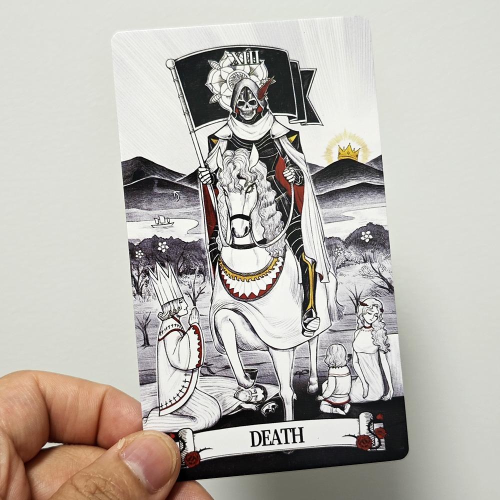 12*7cm Tarot cu oglindă secretă Tarot de artă feminină în simbolism bogat cu tărâm monocrom:Negru, alb, roșu, auriu- cu Ghid