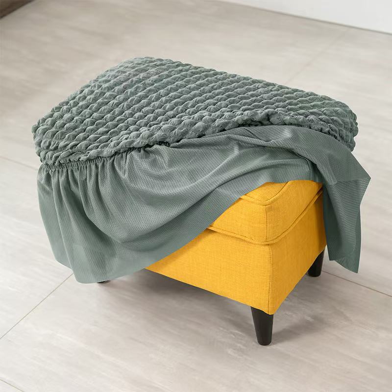 Thickened Bubble Grid Full-cover Skirt Elastic Rectangular Foot Pedal Cover for Home Hotel Footstool Cover Dustproof Cover