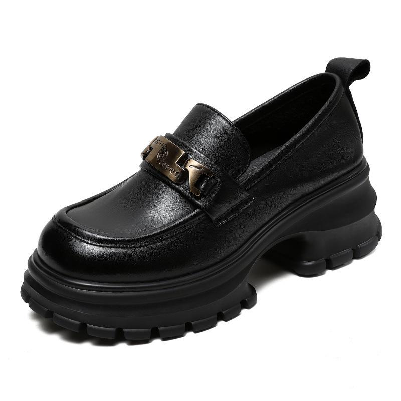 Spring and Autumn New Style Women's Thick-soled Single Shoes, Casual and Versatile Leather Shoes