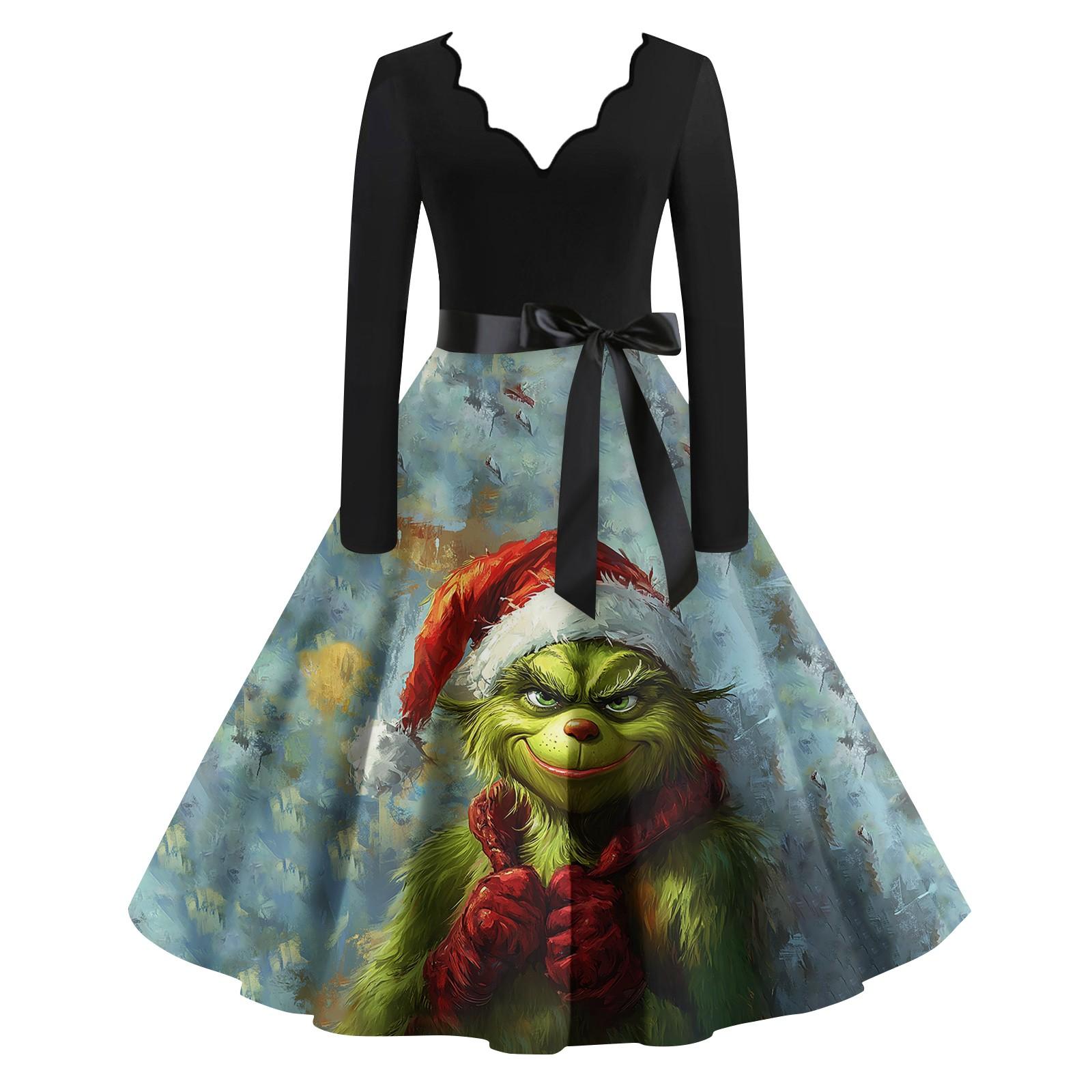 

Женское повседневное модное платье с длинным рукавом и принтом, вечернее повседневное платье с V-образным вырезом и вырезом XXXL циан