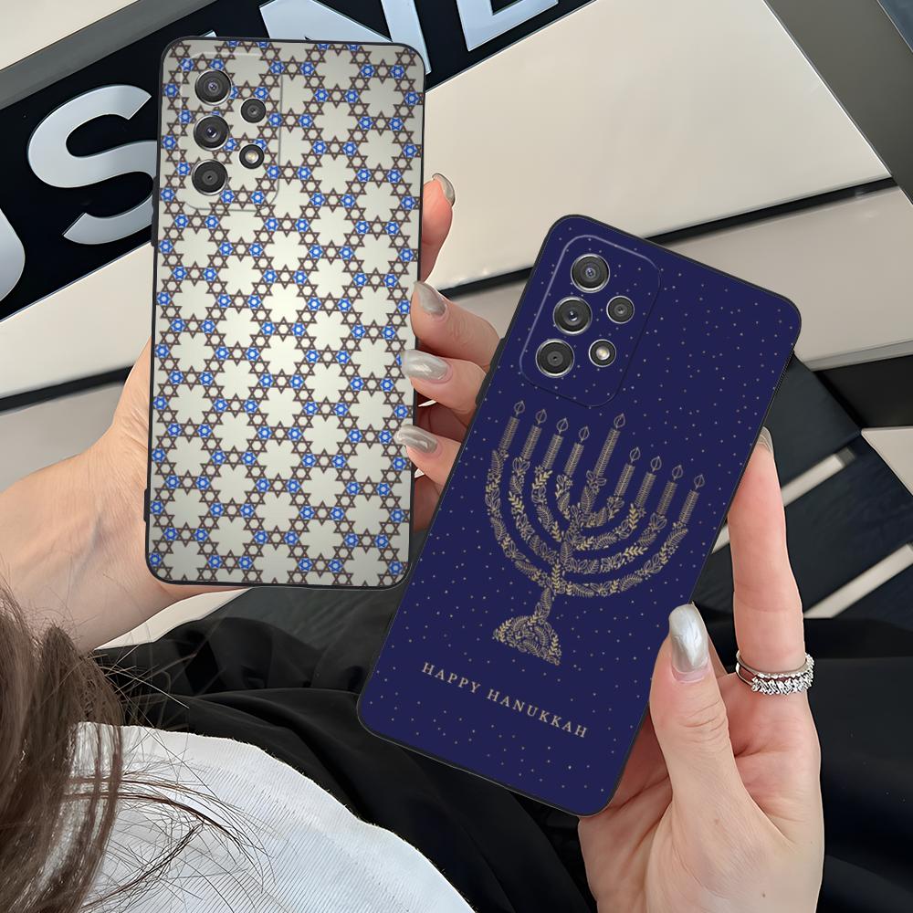 Jewish Hanukkah Mobile Phone Case for Samsung Galaxy M55 54 42 35 34 33 32 23 22 15 14 13 12 F55 5G Colorful Cover Pretty Luxury