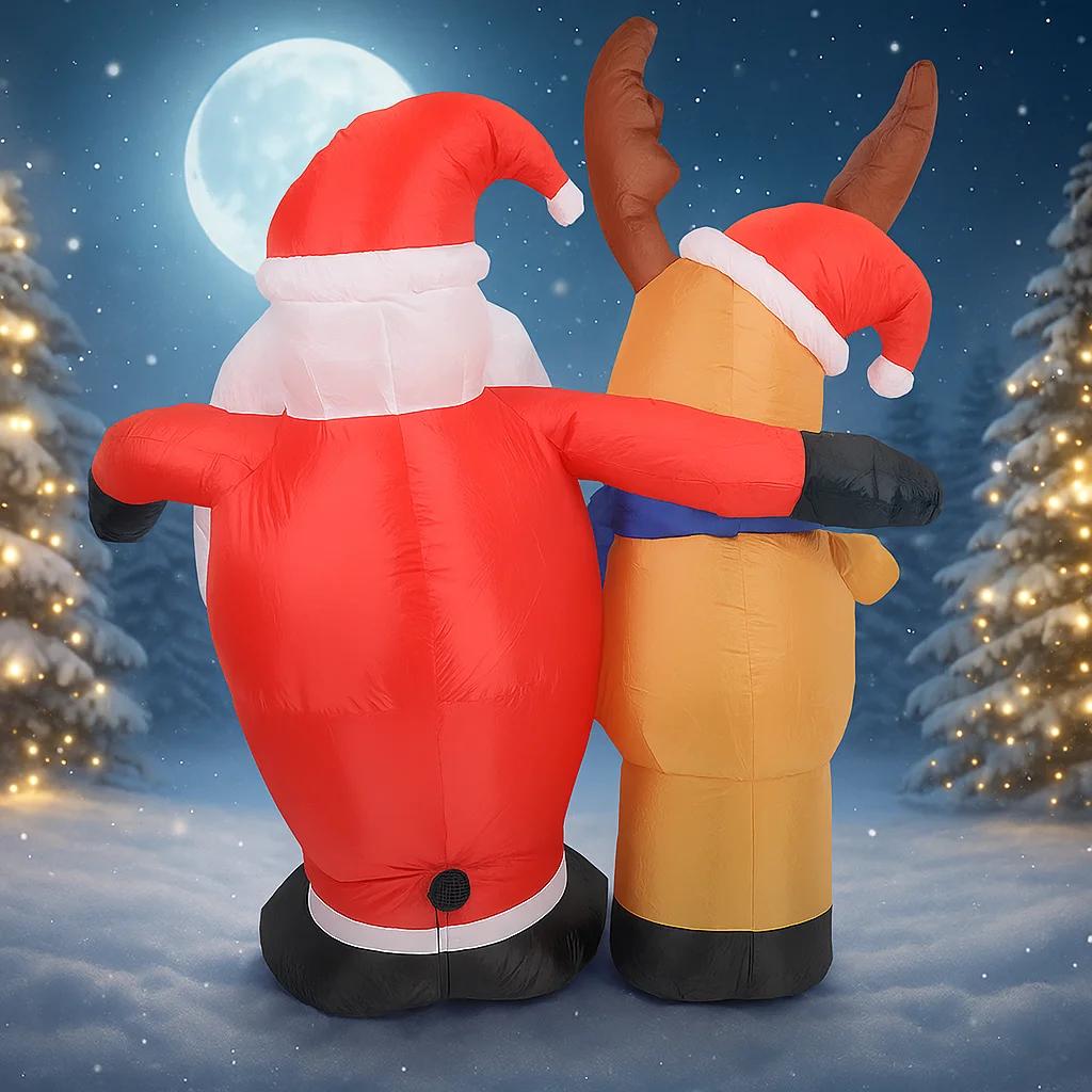 4.92FT Yard Party Decoration Inflatable Santa Claus Reindeer Toy LED Light Xmas Home Supplies Ornaments Christmas Holiday Gifts