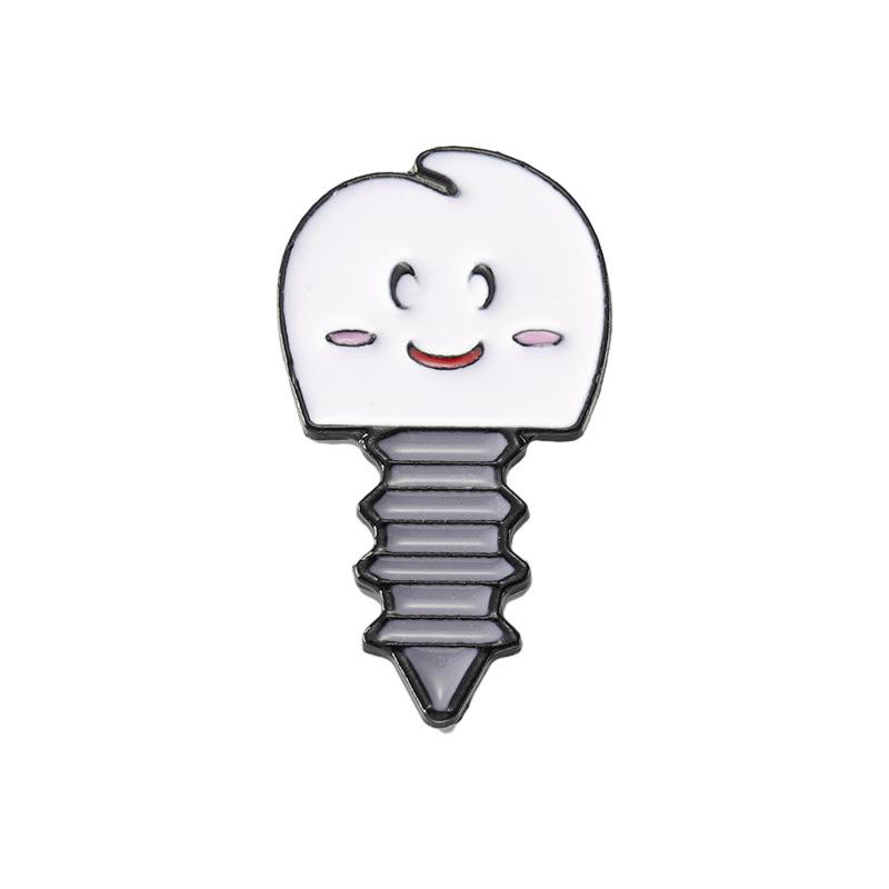 Cartoon Smiling Tooth Enamel Pins Custom Teeth Brooches Lapel Badges Funny Oral Health Jewelry Gift for Kids Friends
