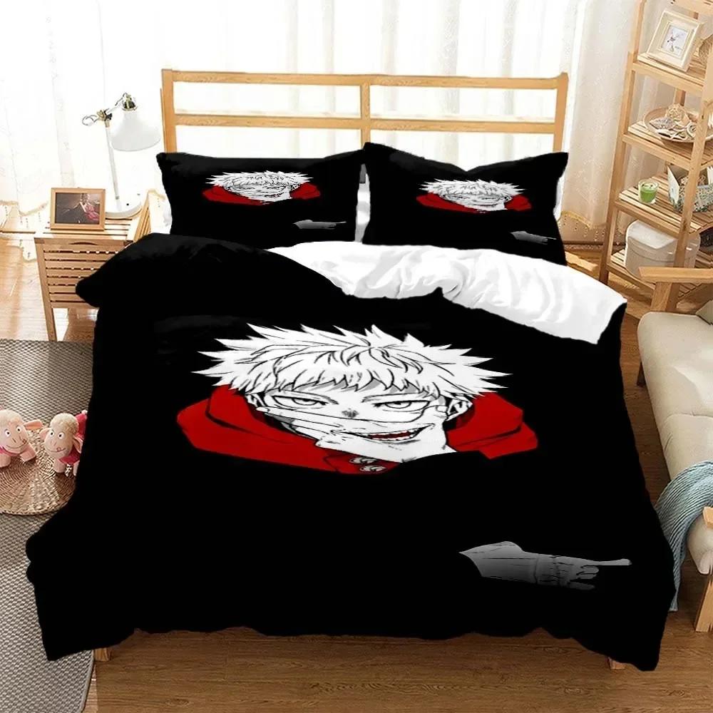 3D Anime Jujutsu Kaisen Digital Print Polyester Printed Bed Set Duvet Cover Pillowcase Bedding Set Linen Sheet Quilt Cover Size
