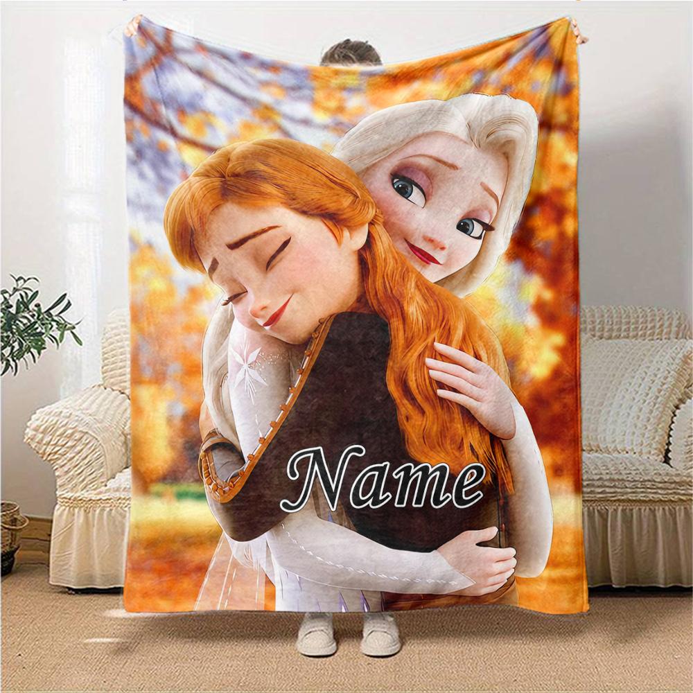Custom Name Elsa'S Winter Fantasy Party Blanket For Couch Bed Plush Cozy Fuzzy Blanket Super Soft Warm Blankets For Fall And Winter 091665