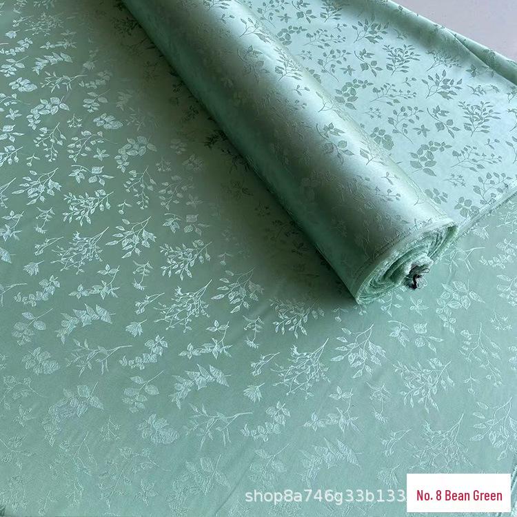 Golden Branch & Leaf Jacquard Sand-Wash Silk Fabric for Chinese Style Hanfu & Cheongsam Dresses