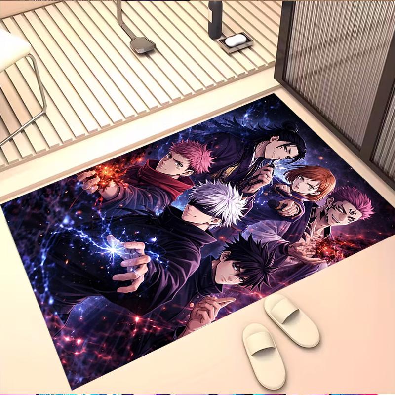 Jujutsu Kaisen Print Rug, Washable Floor Carpet, For Entryway Dorm Laundry Room Office Study, Home Decor Birthday Christmas Gift