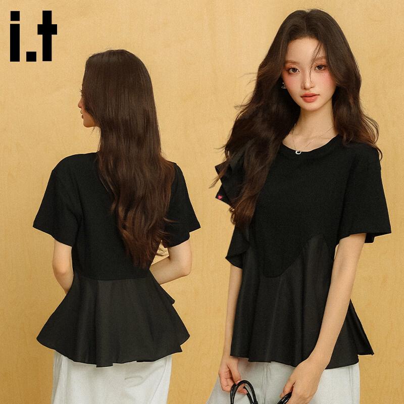 CHOCOOLATEit Women s Ruffled Waist-Cinched Short Sleeve Top L