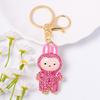 Cross Border Popular Cartoon Doll with Canvas Keychain, Small Pendant Accessories, Rhinestone Metal Rabbit Keychain