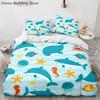 Cartoon Sea Animals Bedding Sets Soft Polyester Kids Boys Bed Linen Queen King Full Single Size Dinosaur Duvet Cover Sets Gifts