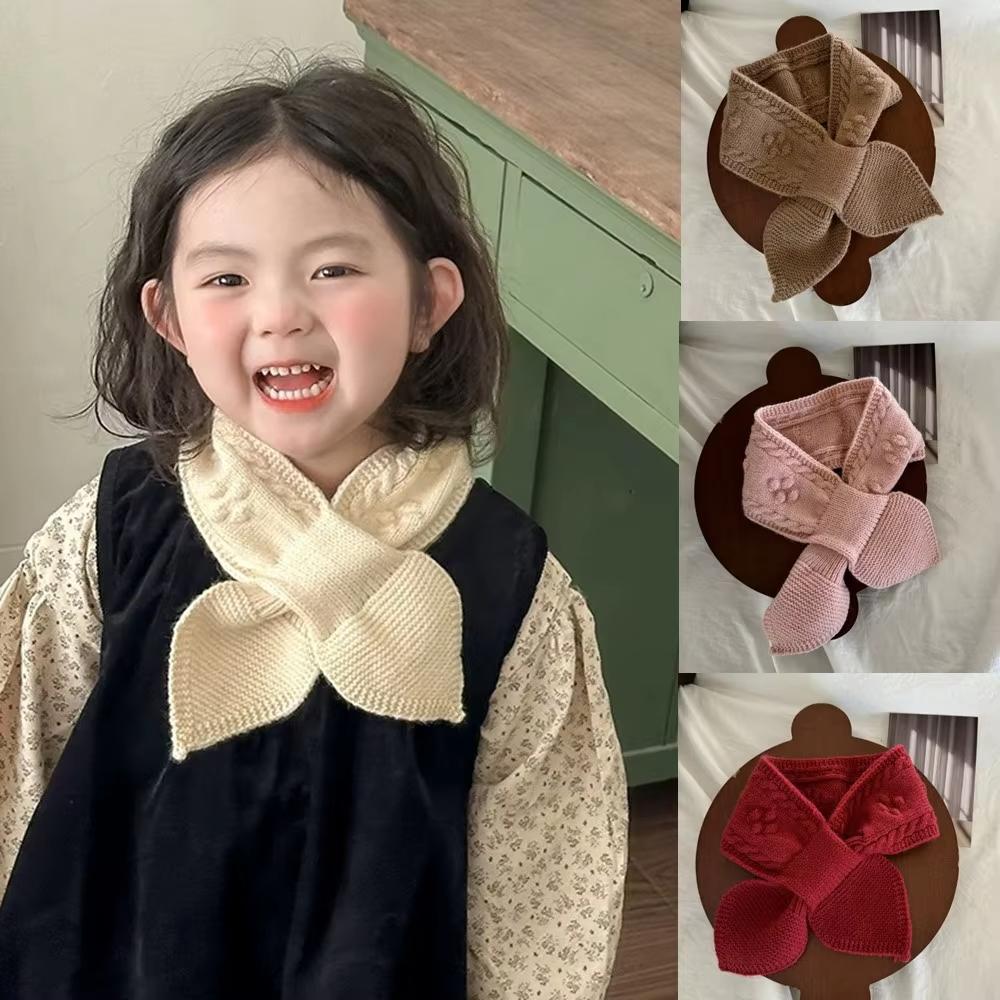 Sciarpa per Bambino Stile Coreano Semplice Monocolore Scaldacollo Incrociato Caldo Morbido a Maglia per Neonato Bambino Piccolo Esterno Facile da Abbinare Capo d'Abbigliamento Esterno