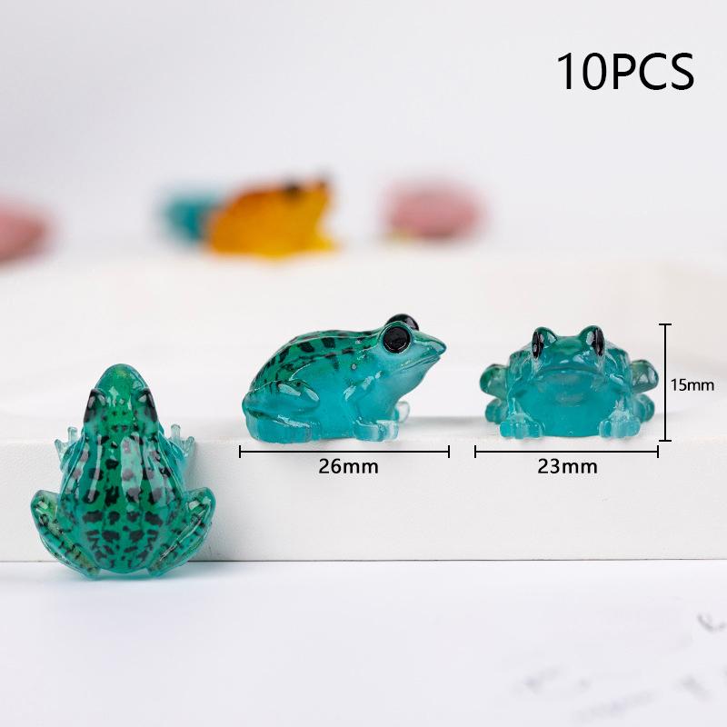 10 Pcs Noctilucent Poupée Grenouille Miniatures Maison de Poupée Mignon Nain de Jardin Féérique Décor Mousse Terrarium Artisanat Fournitures Bonsaï Bricolage Figurine