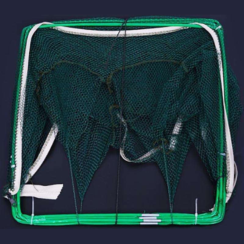 Fishing Shrimp Cage Baits Mesh Net Foldable Fish Trap Cage 6/8 Hole Folding Fishing Net Automatic Fishing Trap Net