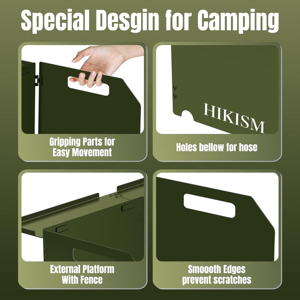 Camping Stove Windscreen, Lightweight Foldable Wind Blocker for Gas Stove, Navy Green
