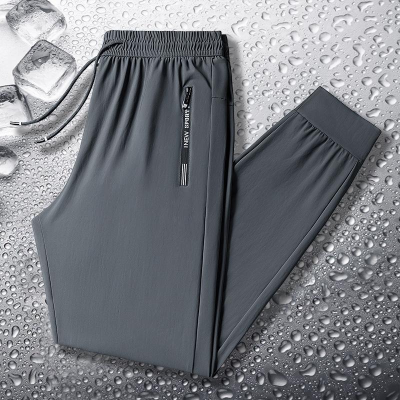 Pantaloni de sport supradimensionați de vară pentru bărbați Pantaloni lungi din mătase de gheață cu grăsime adăugată și pantaloni casual supradimensionați subțiri cu uscare rapidă pentru bărbați