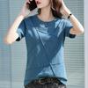 T-shirt da donna a maniche corte in cotone slub, taglia grande, vestibilità larga, estiva, casual, da indossare sotto