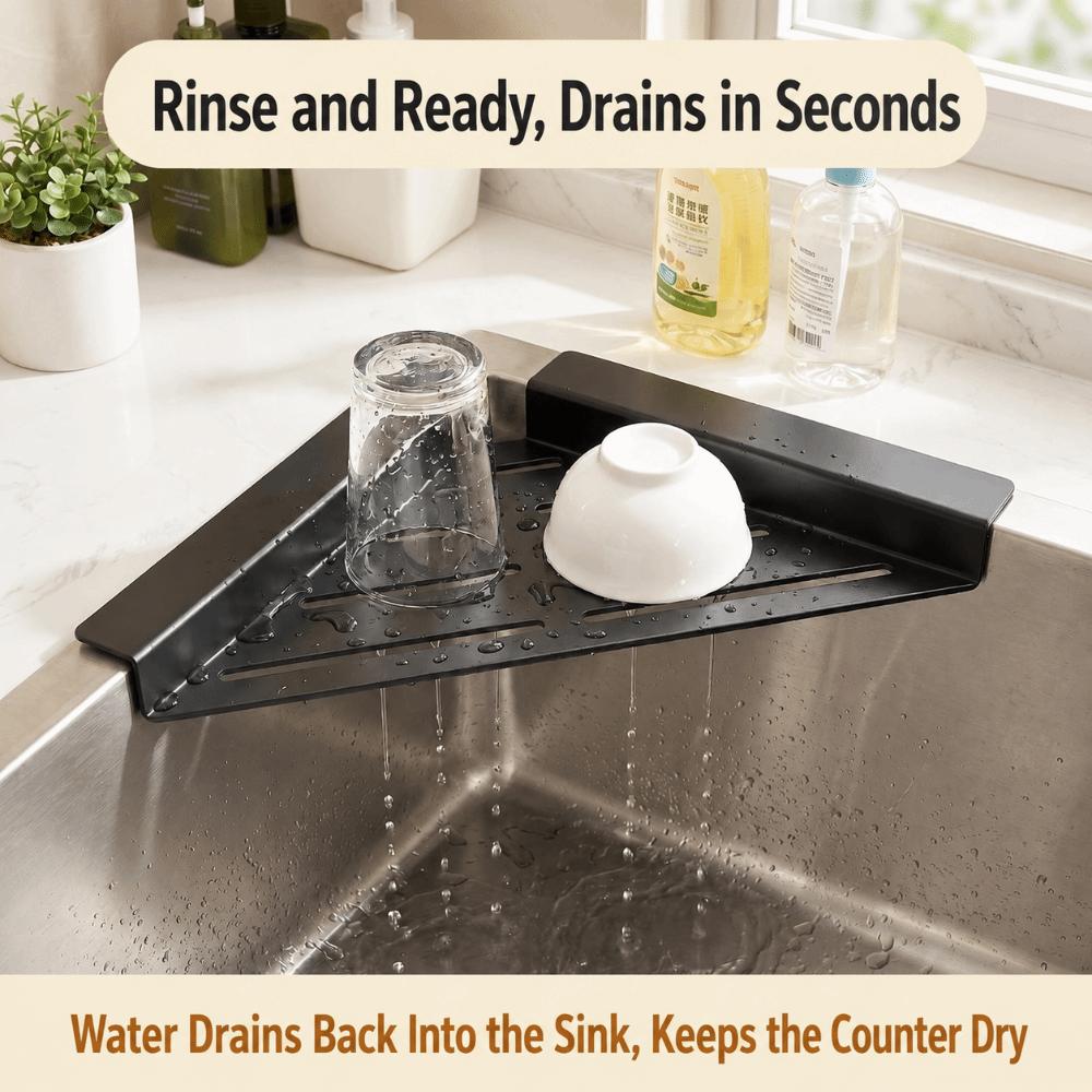 Non-Slip Sink Drainer Triangular Kitchen Sink Storage Shelf  for Kitchen Utensil