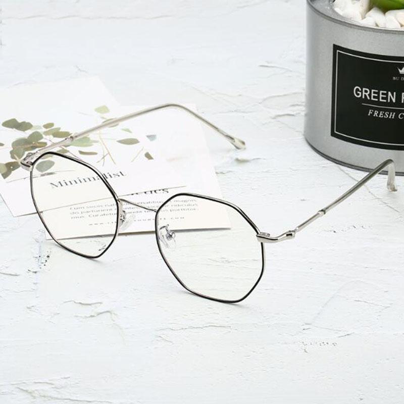 Polygon Glasses Men Vintage Octagon Blue Light Blocking Luxury Metal Eyewear 0 to -6.0 Prescription