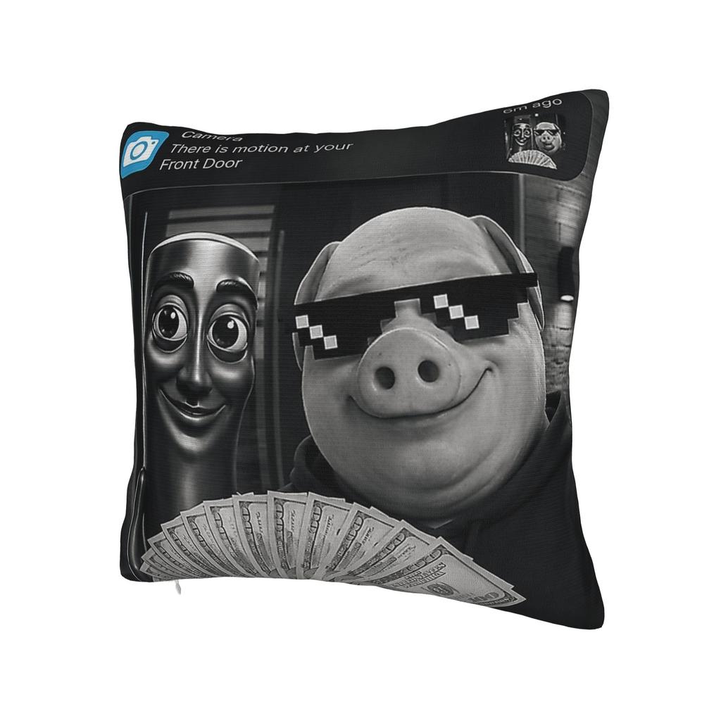 Tung Tung Tung Sahur John Pork Meme Brainrot Pillowcase Printing Cushion Cover Decorative Throw Pillow Case Cover Home Square