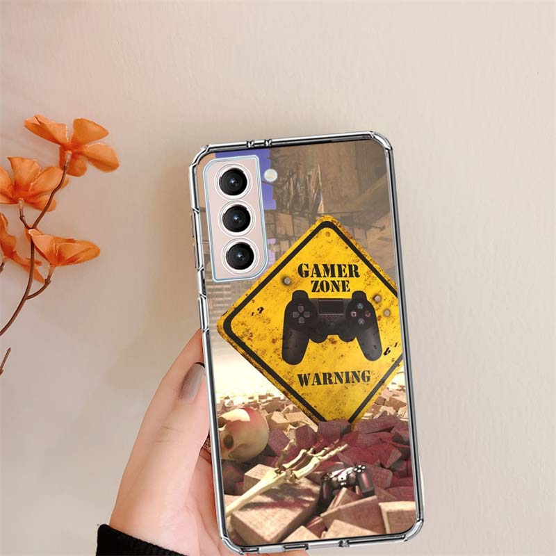 Gamer zone traffic sign Game handle Clear Phone Cases for Samsung S26 Ultra Galaxy S25 Edge S24 S23 FE S21 Plus S20 S22 S10 Cove