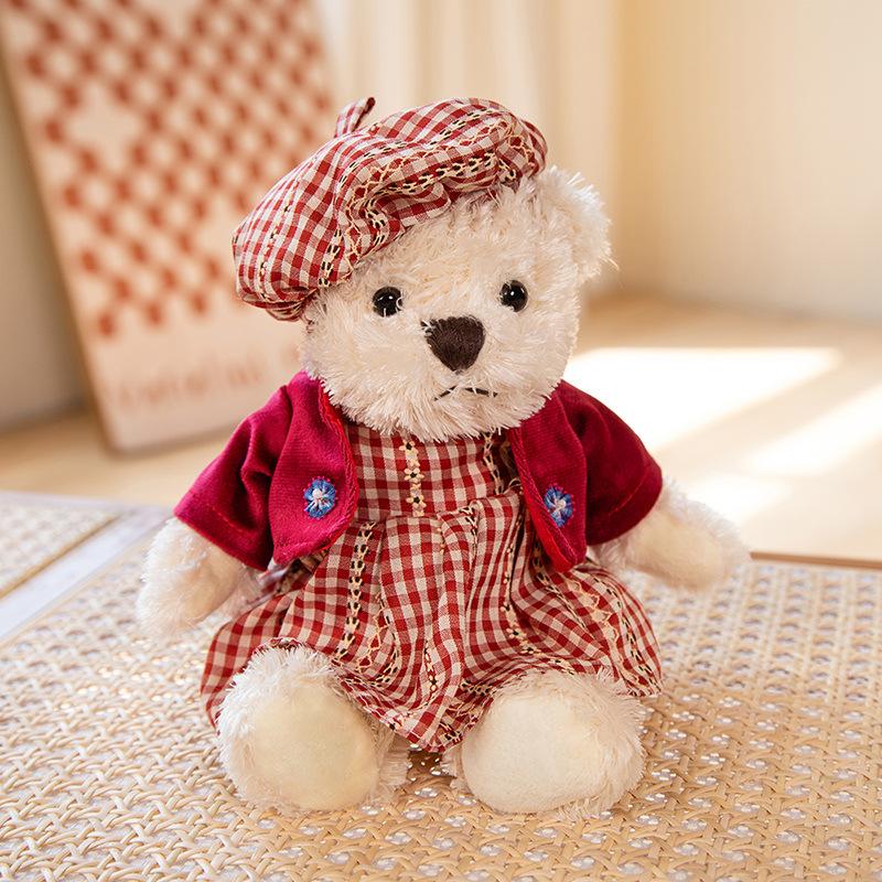 

Милый милый одетый медведь кукла плюшевая игрушка пасторальное цветочное платье плюшевый мишка кукла кукла 26cm（0.1kg）