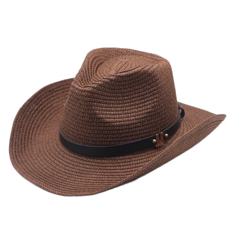Cowboy Straw Hat With Wide Brim For Summer Outdoor Sunshade And Casual Wear
