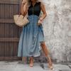Women's Casual And Fashionable V-neck  Sleeveless Printing Mid Length Dress