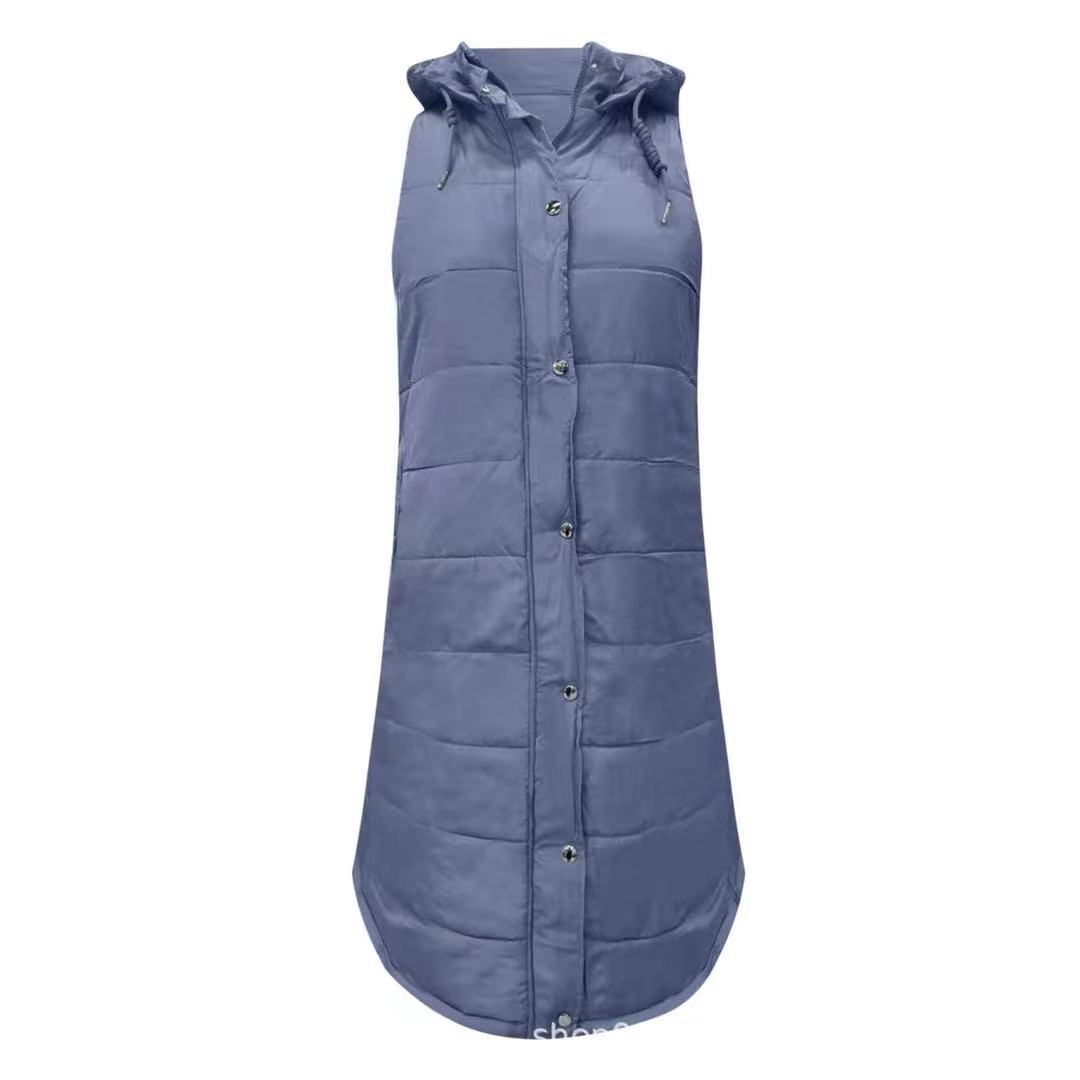 Kapuzenweste aus Baumwolle in mittlerer Länge, einreihig, Slim Fit, Temperament-Cardigan-Jacke, Oberteil XXL königsblau