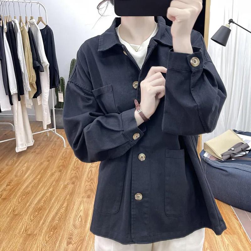 

Женское пальто Хлопок Осень Зима Утепленное Повседневное Оверсайз Свободный рукав Куртка XL чёрный