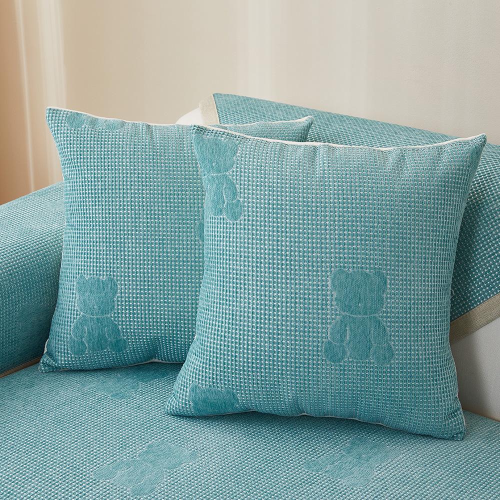 Cartoon Chenille Summer Sofa Cushion All-Season Universal Non-Slip Printing Cushion Leather Sofa Armrest Backrest Towel