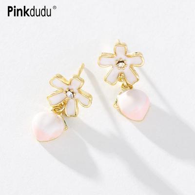 Moda Gradiente Rosa Fiori Piccoli Orecchini a Goccia di Pesca Carini Eleganti Affascinanti Orecchino di Frutta per Donne Gioielli PD1241