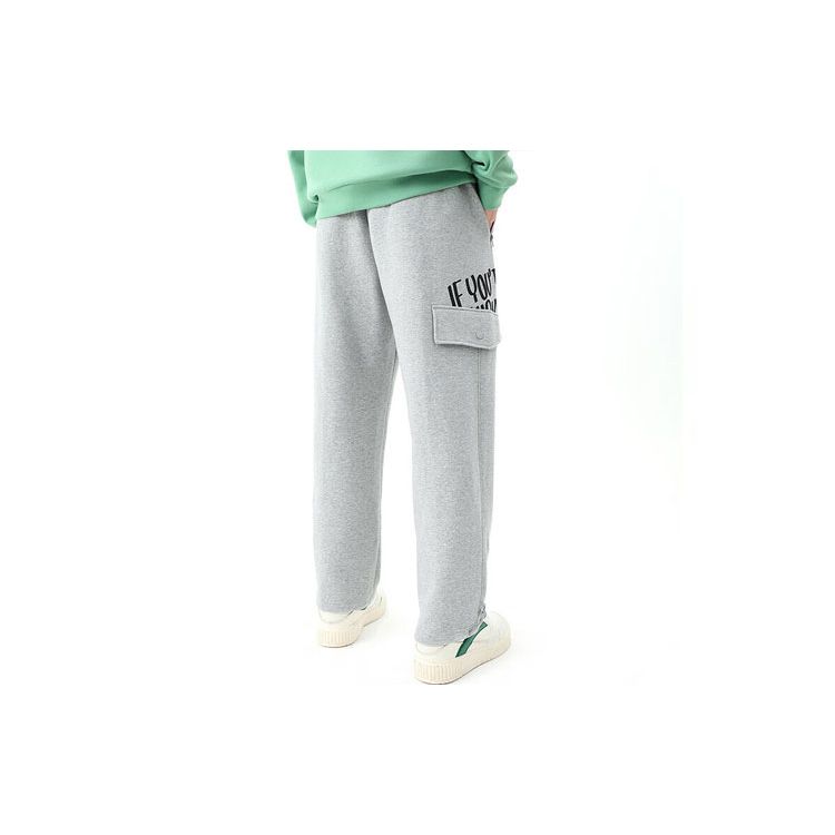 Anta Lifestyle Series Letter Print Straight Leg Casual Knitted Sports Pants Unisex Pants Gray Flower-Gray 172348301S-2