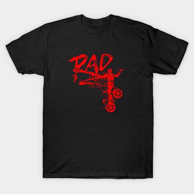 Men Black Print T-shirt Rad Bmx Flatland Freestyle No-Cut Heat Transfer Print Cotton Tshirt